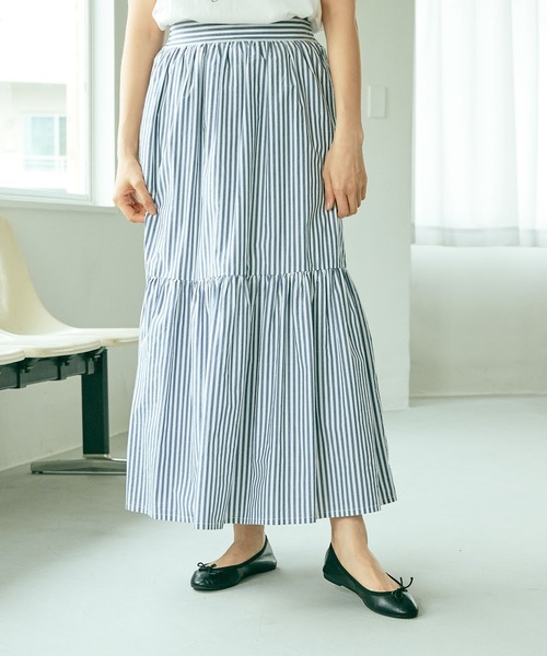 PUAL CE CIN（ピュアルセシン）の「タイプライター先染めストライプスカート（スカート・レディース・その他1/その他2・FREE）」の2枚目の写真