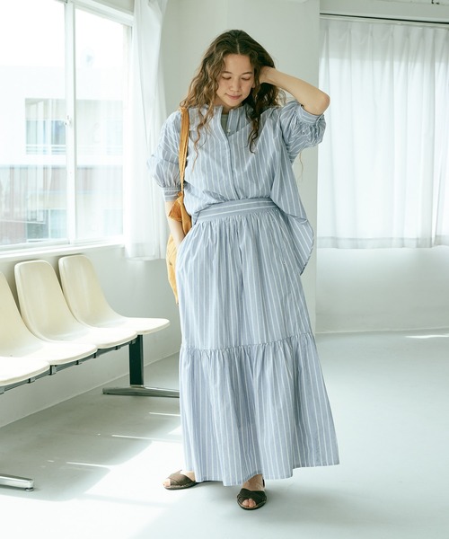 PUAL CE CIN（ピュアルセシン）の「タイプライター先染めストライプスカート（スカート・レディース・その他1/その他2・FREE）」の3枚目の写真