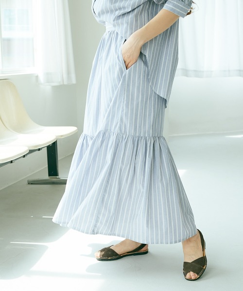 PUAL CE CIN（ピュアルセシン）の「タイプライター先染めストライプスカート（スカート・レディース・その他1/その他2・FREE）」の12枚目の写真