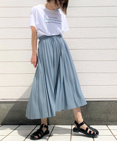 Q（キュー）の「カットプリーツスカート（スカート・レディース・ライトブルー/ベージュ・MEDIUM）」の15枚目の写真