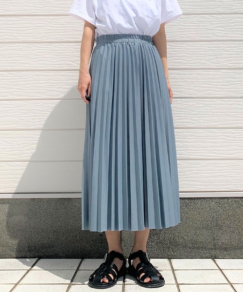 Q（キュー）の「カットプリーツスカート（スカート・レディース・ライトブルー/ベージュ・MEDIUM）」の9枚目の写真