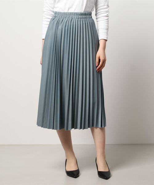 Q（キュー）の「カットプリーツスカート（スカート・レディース・ライトブルー/ベージュ・MEDIUM）」の17枚目の写真