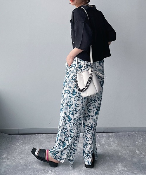 PAGEBOY（ページボーイ）の「ショート開襟アソートシャツ（シャツ/ブラウス・レディース・オフホワイト/ブラック/ブラック系その他/ターコイズブルー・FREE）」の10枚目の写真