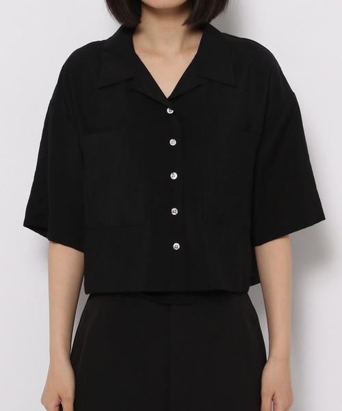 PAGEBOY（ページボーイ）の「ショート開襟アソートシャツ（シャツ/ブラウス・レディース・オフホワイト/ブラック/ブラック系その他/ターコイズブルー・FREE）」の22枚目の写真