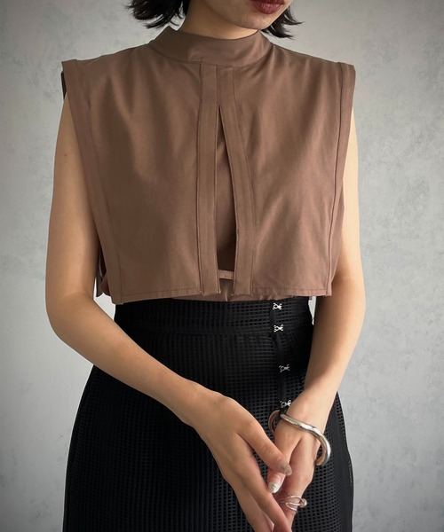 &g'aime（アンジェム）の「【&g’aime】ケープカットトップス（Tシャツ/カットソー・レディース・ブラック/モカ/グレイッシュベージュ・FREE）」の19枚目の写真