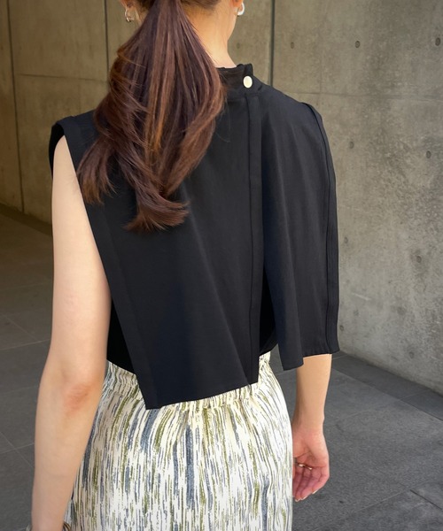 &g'aime（アンジェム）の「【&g’aime】ケープカットトップス（Tシャツ/カットソー・レディース・ブラック/モカ/グレイッシュベージュ・FREE）」の12枚目の写真