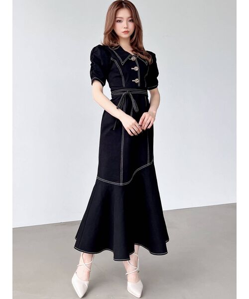 RESEXXY(リゼクシー)の「ステッチデザインマーメイドワンピース(ワンピース・レディース・ブラック/ベージュ/インディゴブルー・FREE)」の12枚目の写真