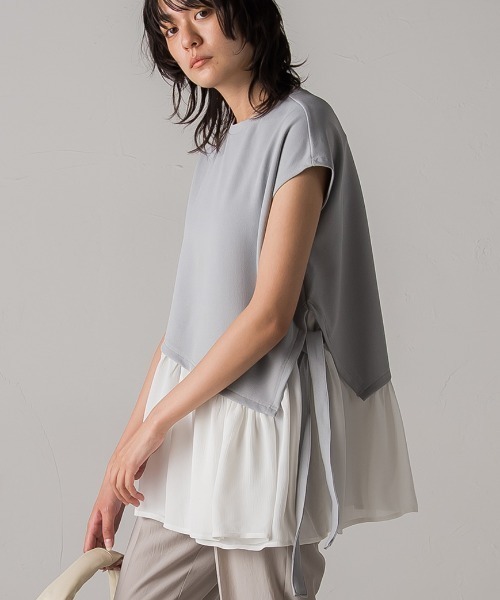 socolla（ソコラ）の「【socolla】楊柳アシメヘムドッキングプルオーバー（Tシャツ/カットソー・レディース・ベージュ/ピンク/ブルー/ブラウン/グレー・M）」の2枚目の写真