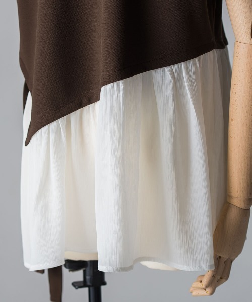 socolla（ソコラ）の「【socolla】楊柳アシメヘムドッキングプルオーバー（Tシャツ/カットソー・レディース・ベージュ/ピンク/ブルー/ブラウン/グレー・M）」の8枚目の写真