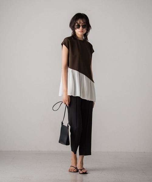 socolla（ソコラ）の「【socolla】楊柳アシメヘムドッキングプルオーバー（Tシャツ/カットソー・レディース・ベージュ/ピンク/ブルー/ブラウン/グレー・M）」の20枚目の写真