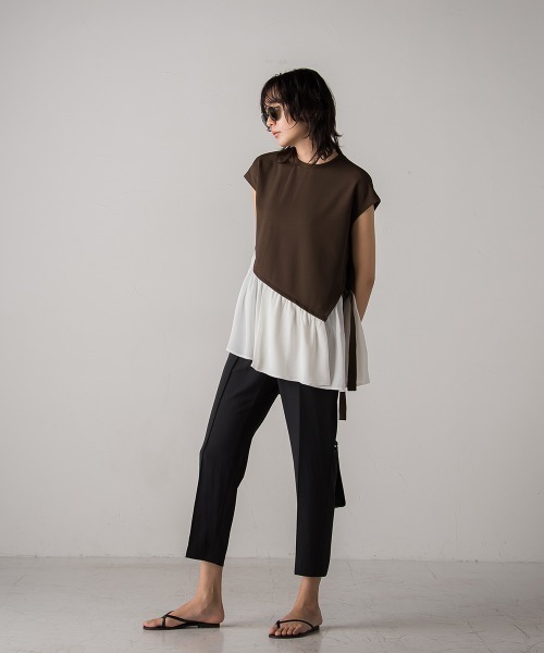 socolla（ソコラ）の「【socolla】楊柳アシメヘムドッキングプルオーバー（Tシャツ/カットソー・レディース・ベージュ/ピンク/ブルー/ブラウン/グレー・M）」の22枚目の写真