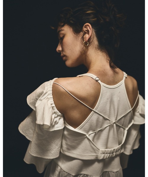 papier（パピエ）の「papier/パピエ/frill cross blouse（シャツ