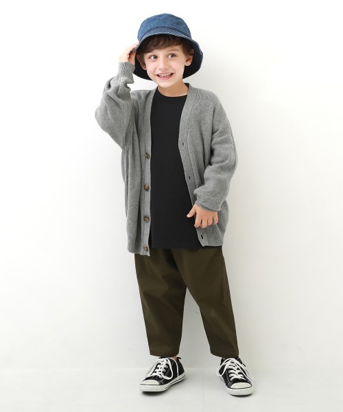 devirock(デビロック)の「綿100% 洗える ビッグシルエット コットンニットカーディガン(カーディガン/ボレロ・キッズ・ブラック/ベージュ/ライトブラウン/ライトカーキ/杢グレー/ヘザーチャコール・110cm/100cm/120cm/130cm/140cm/150cm/160cm)」の13枚目の写真