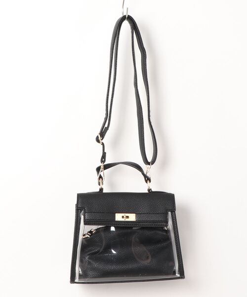 KOBE LETTUCE(コウベレタス)の「インナーポーチ付きゴールド金具フラップクリアバッグ(ハンドバッグ・レディース・ブラック/キャメル/サックスブルー/ホワイト・FREE)」の18枚目の写真