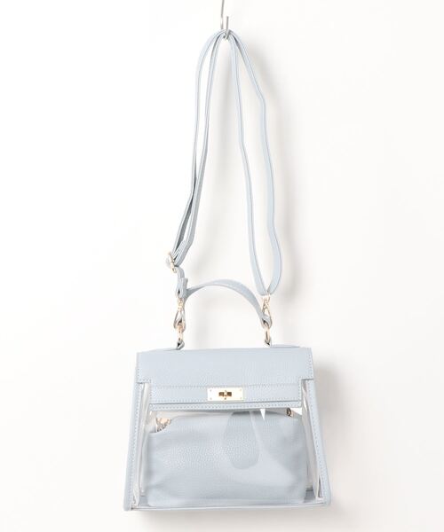 KOBE LETTUCE(コウベレタス)の「インナーポーチ付きゴールド金具フラップクリアバッグ(ハンドバッグ・レディース・ブラック/キャメル/サックスブルー/ホワイト・FREE)」の20枚目の写真