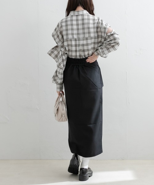 OLIVE des OLIVE（オリーブデオリーブ）の「レイヤードラップ風ビットスリットスカート（スカート・レディース・チャコールグレー/ブラック/ブラウン・FREE）」の20枚目の写真