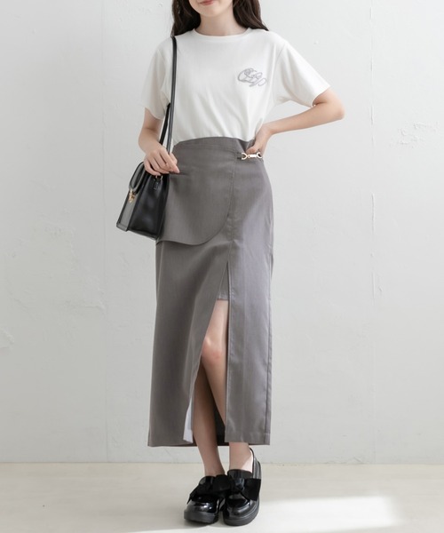 OLIVE des OLIVE（オリーブデオリーブ）の「レイヤードラップ風ビットスリットスカート（スカート・レディース・チャコールグレー/ブラック/ブラウン・FREE）」の17枚目の写真
