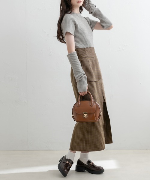 OLIVE des OLIVE（オリーブデオリーブ）の「レイヤードラップ風ビットスリットスカート（スカート・レディース・チャコールグレー/ブラック/ブラウン・FREE）」の15枚目の写真