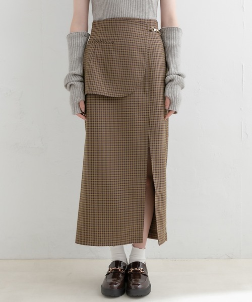 OLIVE des OLIVE（オリーブデオリーブ）の「レイヤードラップ風ビットスリットスカート（スカート・レディース・チャコールグレー/ブラック/ブラウン・FREE）」の22枚目の写真