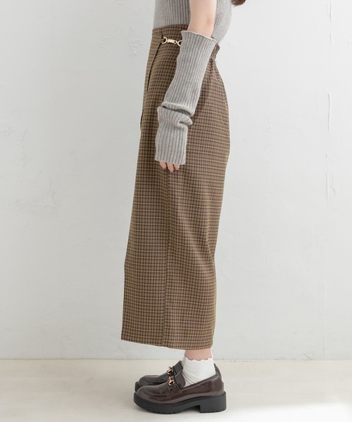 OLIVE des OLIVE（オリーブデオリーブ）の「レイヤードラップ風ビットスリットスカート（スカート・レディース・チャコールグレー/ブラック/ブラウン・FREE）」の9枚目の写真