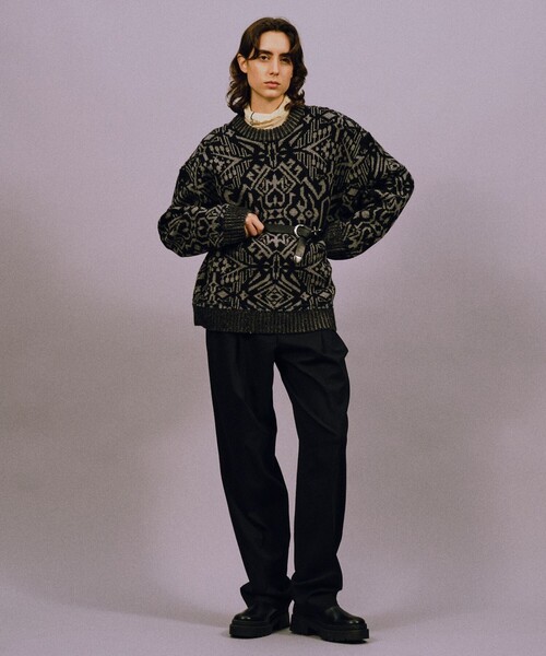 JOSEPH STUDIO（ジョゼフストゥディオ）の「ヴィンテージジャカード　ラウンドネックニット（ニット/セーター・メンズ・ホワイト系5/ブラック系5・SMALL/MEDIUM/LARGE）」の13枚目の写真