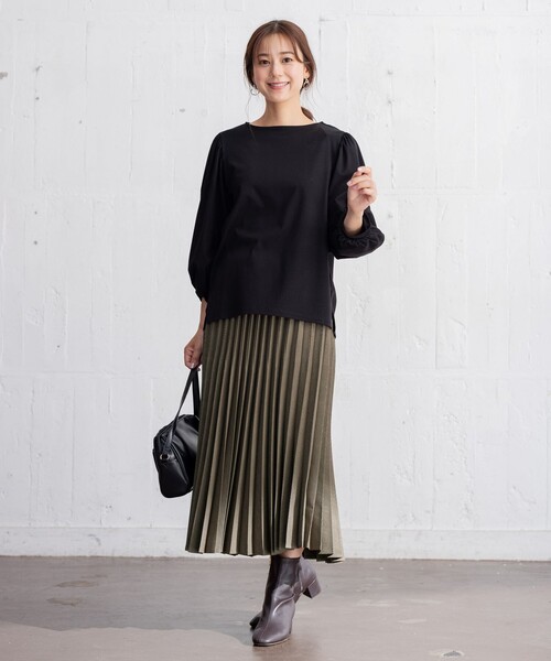 ANY(エニィ)の「【14色展開/洗える】ウーリッシュ プリーツスカート(スカート・レディース・アイボリー系/グリーン系/ワイン系/オレンジ系/ネイビー系/ネイビー系6/グリーン系6/グレー系5/アイボリー系5/ブラウン系6/ブラウン系5/イエロー系/ブルー系/ピーコックグリーン系・2/3/1)」の3枚目の写真