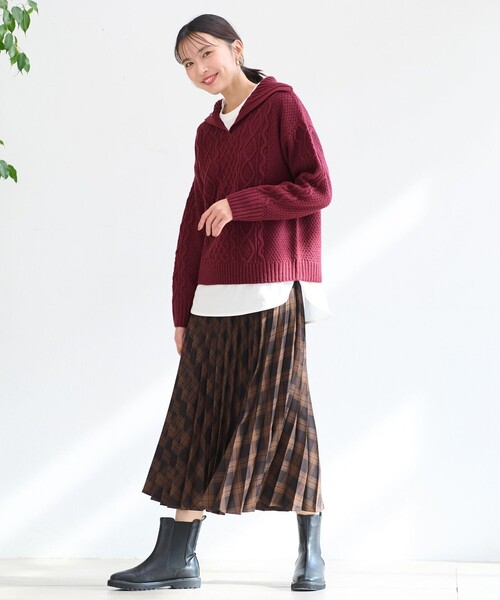 ANY(エニィ)の「【14色展開/洗える】ウーリッシュ プリーツスカート(スカート・レディース・アイボリー系/グリーン系/ワイン系/オレンジ系/ネイビー系/ネイビー系6/グリーン系6/グレー系5/アイボリー系5/ブラウン系6/ブラウン系5/イエロー系/ブルー系/ピーコックグリーン系・2/3/1)」の4枚目の写真