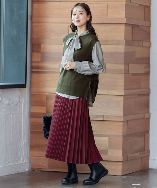 ANY(エニィ)の「【14色展開/洗える】ウーリッシュ プリーツスカート(スカート・レディース・アイボリー系/グリーン系/ワイン系/オレンジ系/ネイビー系/ネイビー系6/グリーン系6/グレー系5/アイボリー系5/ブラウン系6/ブラウン系5/イエロー系/ブルー系/ピーコックグリーン系・2/3/1)」の13枚目の写真