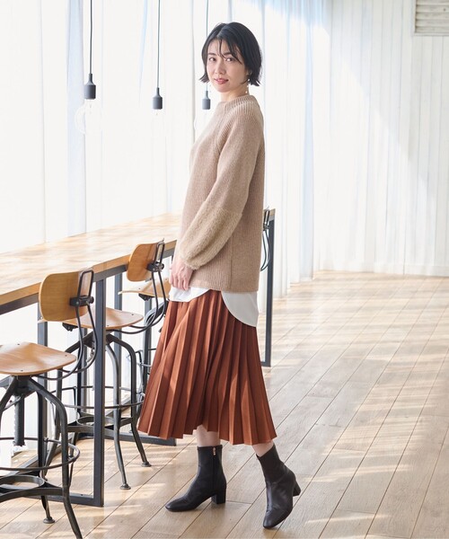 ANY(エニィ)の「【14色展開/洗える】ウーリッシュ プリーツスカート(スカート・レディース・アイボリー系/グリーン系/ワイン系/オレンジ系/ネイビー系/ネイビー系6/グリーン系6/グレー系5/アイボリー系5/ブラウン系6/ブラウン系5/イエロー系/ブルー系/ピーコックグリーン系・2/3/1)」の14枚目の写真