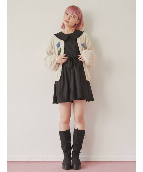 merry jenny（メリージェニー）の「二輪のチューリップカーディガン（カーディガン/ボレロ・レディース・ブラック/アイボリー/レッド・FREE）」の20枚目の写真