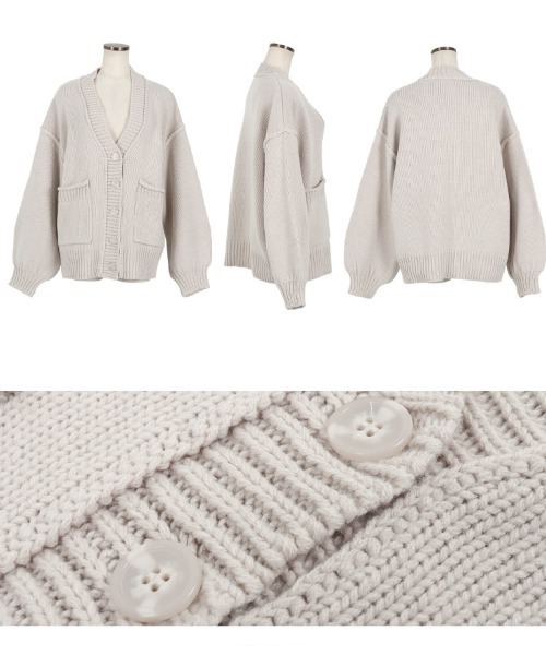 KOBE LETTUCE（コウベレタス）の「ポケット付きチュニック丈ニットカーディガン（カーディガン/ボレロ・レディース・ブラック/パープル/ピンク/ブルー/ベージュ系・FREE）」の11枚目の写真