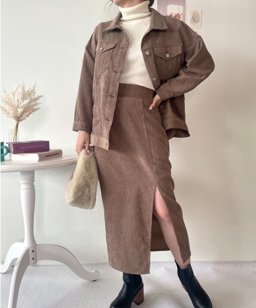 CECIL McBEE（セシルマクビー）の「コーデュロイジャケットオーバーサイズジャケット（デニムジャケット・レディース・モカ/ライトベージュ・MEDIUM/LARGE）」の8枚目の写真