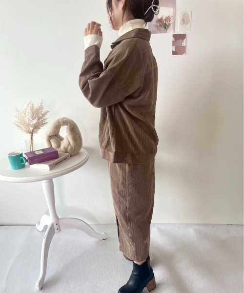 CECIL McBEE（セシルマクビー）の「コーデュロイジャケットオーバーサイズジャケット（デニムジャケット・レディース・モカ/ライトベージュ・MEDIUM/LARGE）」の9枚目の写真
