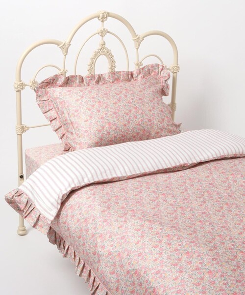 ダブル】ラブストン柄 フリルかけ布団カバー（寝具）｜LAURA ASHLEY