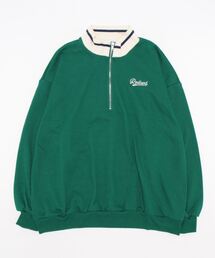 ハーフZIP襟ライン配色スウェットチュニック