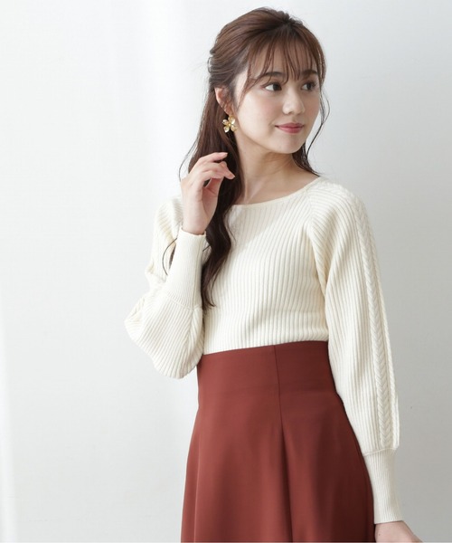 PROPORTION BODY DRESSING（プロポーションボディドレッシング）の「デコルテケーブルニット / 1212270025（ニット/セーター・レディース・グレー/グリーン/ダークグレー/ホワイト系その他・SMALL/MEDIUM）」の2枚目の写真