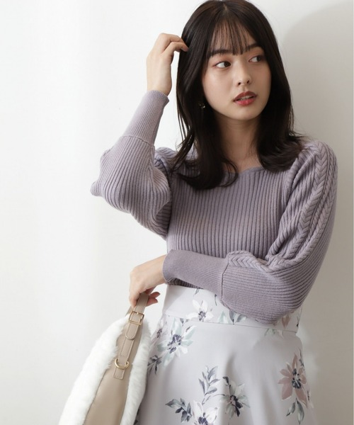 PROPORTION BODY DRESSING（プロポーションボディドレッシング）の「デコルテケーブルニット / 1212270025（ニット/セーター・レディース・グレー/グリーン/ダークグレー/ホワイト系その他・SMALL/MEDIUM）」の3枚目の写真