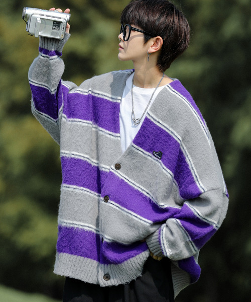 【セール】【neos -addictive design-】CONVERSE コンバース ビッグシルエット 無地＆ボーダー ワンポイント刺繍 シャギー ニット カーディガン（カーディガン/ボレロ）｜CONVERSE（コンバース） dasbusinesshemd.com