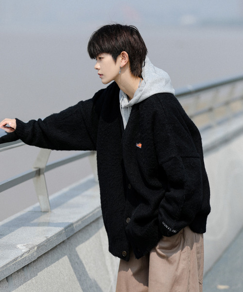 【セール】【neos -addictive design-】CONVERSE コンバース ビッグシルエット 無地＆ボーダー ワンポイント刺繍 シャギー ニット カーディガン（カーディガン/ボレロ）｜CONVERSE（コンバース） dasbusinesshemd.com