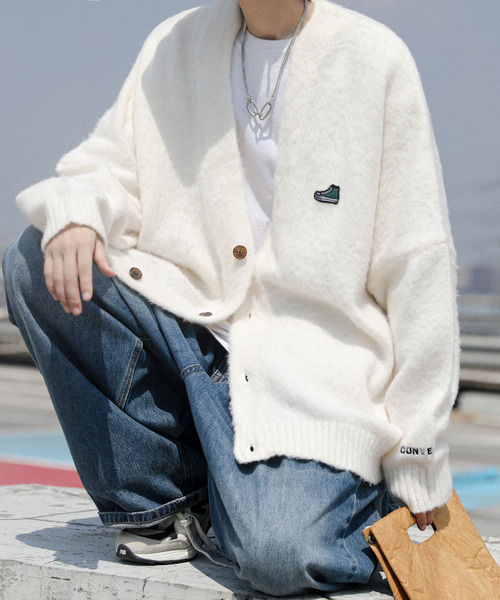 【セール】【neos -addictive design-】CONVERSE コンバース ビッグシルエット 無地＆ボーダー ワンポイント刺繍 シャギー ニット カーディガン（カーディガン/ボレロ）｜CONVERSE（コンバース） dasbusinesshemd.com
