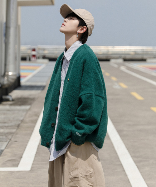 【セール】【neos -addictive design-】CONVERSE コンバース ビッグシルエット 無地＆ボーダー ワンポイント刺繍 シャギー ニット カーディガン（カーディガン/ボレロ）｜CONVERSE（コンバース） dasbusinesshemd.com