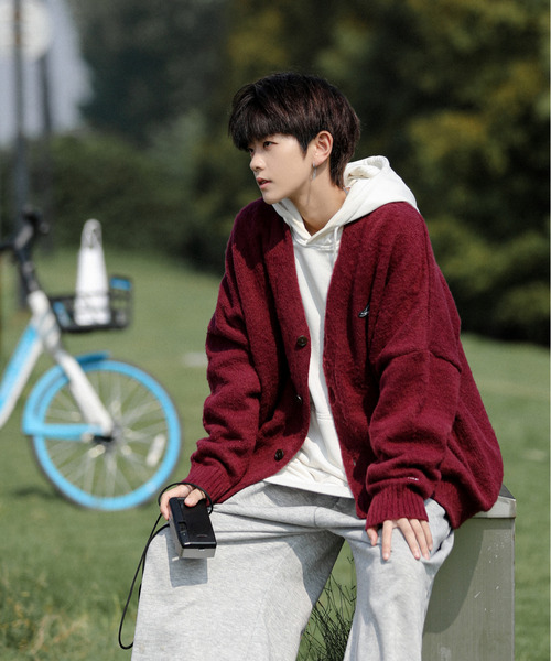 【セール】【neos -addictive design-】CONVERSE コンバース ビッグシルエット 無地＆ボーダー ワンポイント刺繍 シャギー ニット カーディガン（カーディガン/ボレロ）｜CONVERSE（コンバース） dasbusinesshemd.com