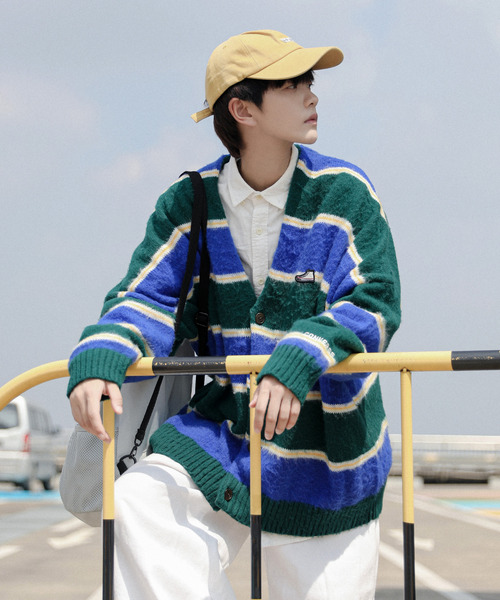 【セール】【neos -addictive design-】CONVERSE コンバース ビッグシルエット 無地＆ボーダー ワンポイント刺繍 シャギー ニット カーディガン（カーディガン/ボレロ）｜CONVERSE（コンバース） dasbusinesshemd.com