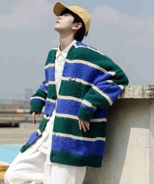 【セール】【neos -addictive design-】CONVERSE コンバース ビッグシルエット 無地＆ボーダー ワンポイント刺繍 シャギー ニット カーディガン（カーディガン/ボレロ）｜CONVERSE（コンバース） dasbusinesshemd.com