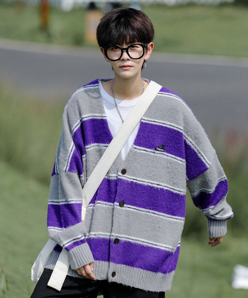 【セール】【neos -addictive design-】CONVERSE コンバース ビッグシルエット 無地＆ボーダー ワンポイント刺繍 シャギー ニット カーディガン（カーディガン/ボレロ）｜CONVERSE（コンバース） dasbusinesshemd.com