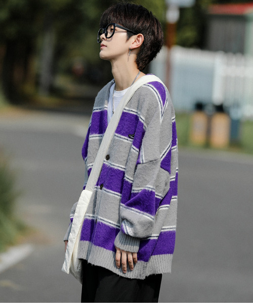 【セール】【neos -addictive design-】CONVERSE コンバース ビッグシルエット 無地＆ボーダー ワンポイント刺繍 シャギー ニット カーディガン（カーディガン/ボレロ）｜CONVERSE（コンバース） dasbusinesshemd.com