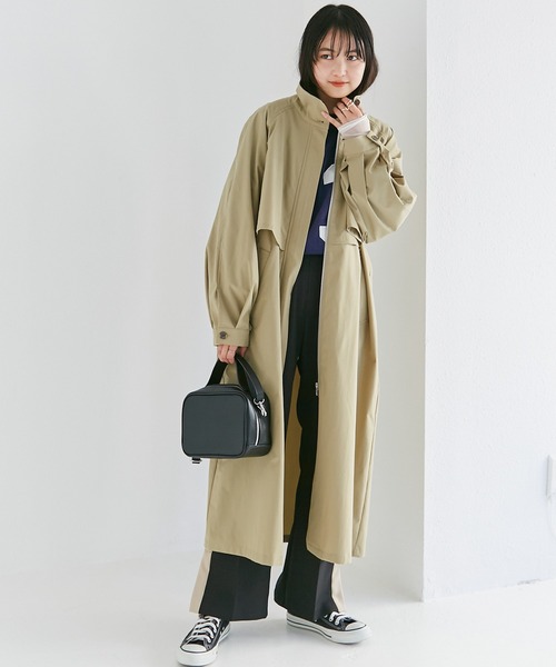 LAVEANGE（ラビアンジェ）の「[洗える]スタンドトレンチコート（その他アウター・レディース・カーキ/ベージュ/ネイビー・3L/LL/M/4L）」の4枚目の写真