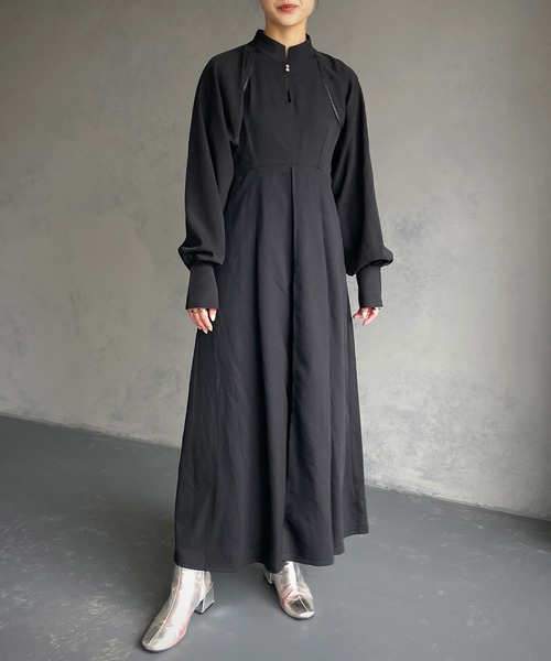 &g'aime(アンジェム)の「【&g’aime】パイピングフレアワンピース(ワンピース・レディース・チャコールグレー/ブラック・FREE)」の4枚目の写真