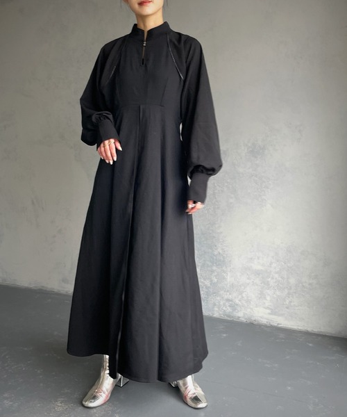 &g'aime(アンジェム)の「【&g’aime】パイピングフレアワンピース(ワンピース・レディース・チャコールグレー/ブラック・FREE)」の5枚目の写真