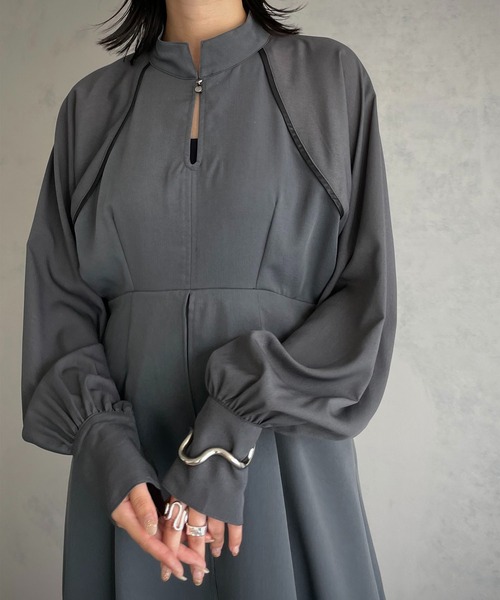 &g'aime(アンジェム)の「【&g’aime】パイピングフレアワンピース(ワンピース・レディース・チャコールグレー/ブラック・FREE)」の22枚目の写真